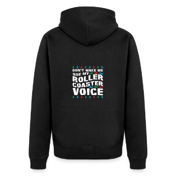 Achterbahn Freizeitpark Vergnügungspark - Unisex Premium Bio Zip Hoodie - Schwarz - Hinten - Nico (187cm)