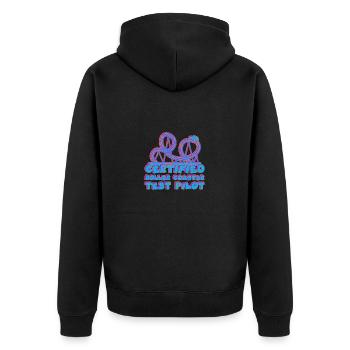 Achterbahn Freizeitpark Vergnügungspark - Unisex Premium Bio Zip Hoodie - Schwarz - Hinten - Nico (187cm)