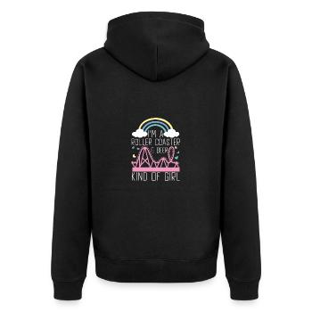 Achterbahn Freizeitpark Vergnügungspark - Unisex Premium Bio Zip Hoodie - Schwarz - Hinten - Nico (187cm)