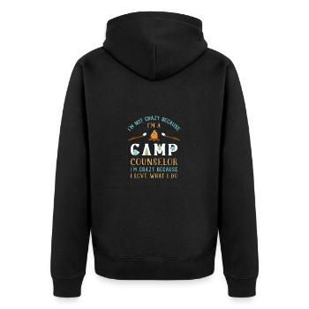 Zeltlager Leiter Sommercamp - Unisex Premium Bio Zip Hoodie - Schwarz - Hinten - Nico (187cm)