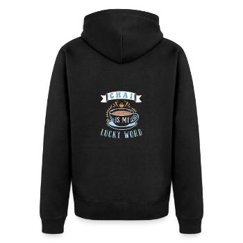 Chai Latte Tee trinken Teetrinker - Unisex Premium Bio Zip Hoodie - Schwarz - Hinten - Nico (187cm)