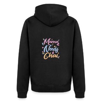 Chai Latte Tee trinken Teetrinker - Unisex Premium Bio Zip Hoodie - Schwarz - Hinten - Nico (187cm)