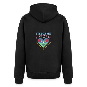 Lustiger Lehrer Spruch Schule - Unisex Premium Bio Zip Hoodie - Schwarz - Hinten - Nico (187cm)