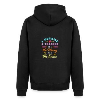 Lustiger Lehrer Spruch Schule - Unisex Premium Bio Zip Hoodie - Schwarz - Hinten - Nico (187cm)
