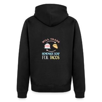 Seife Herstellen Handgemachte Seife - Unisex Premium Bio Zip Hoodie - Schwarz - Hinten - Nico (187cm)