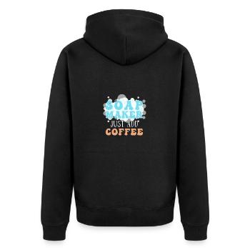 Seife Herstellen Handgemachte Seife - Unisex Premium Bio Zip Hoodie - Schwarz - Hinten - Nico (187cm)