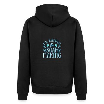 Seife Herstellen Handgemachte Seife - Unisex Premium Bio Zip Hoodie - Schwarz - Hinten - Nico (187cm)
