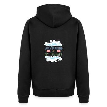 Seife Herstellen Handgemachte Seife - Unisex Premium Bio Zip Hoodie - Schwarz - Hinten - Nico (187cm)