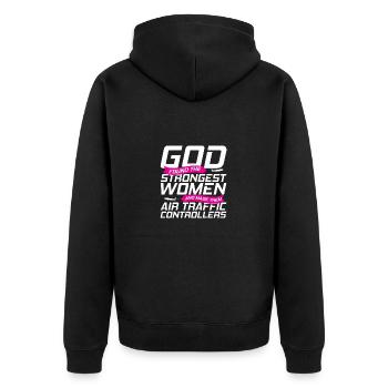 Air Traffic Controller Airport Tower - Unisex Premium Organic Zip Hoodie - black - Back - Nico (187cm)