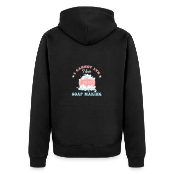 Seife Herstellen Handgemachte Seife - Unisex Premium Bio Zip Hoodie - Schwarz - Hinten - Nico (187cm)