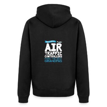 Air Traffic Controller Airport Tower - Unisex Premium Organic Zip Hoodie - black - Back - Nico (187cm)