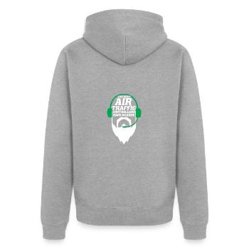 Fluglotse Flughafen Tower - Unisex Premium Bio Zip Hoodie - Grau meliert - Hinten - Nico (187cm)