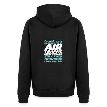 Fluglotse Flughafen Tower - Unisex Premium Bio Zip Hoodie - Schwarz - Hinten - Nico (187cm)