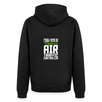 Air Traffic Controller Airport Tower - Unisex Premium Organic Zip Hoodie - black - Back - Nico (187cm)