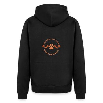 Eichhörnchen - Unisex Premium Bio Zip Hoodie - Schwarz - Hinten - Nico (187cm)