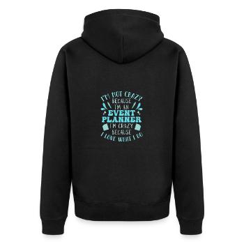 Eventmanager Event Veranstaltungskaufmann - Unisex Premium Bio Zip Hoodie - Schwarz - Hinten - Nico (187cm)