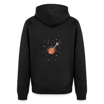 Banjo spielen Banjospieler Musik Instrument - Unisex Premium Bio Zip Hoodie - Schwarz - Hinten - Nico (187cm)