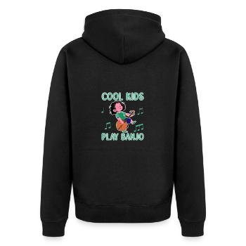 Banjo spielen Banjospieler Musik Instrument - Unisex Premium Bio Zip Hoodie - Schwarz - Hinten - Nico (187cm)