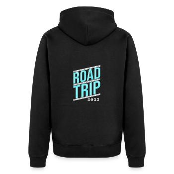 Road Trip - Unisex Premium Organic Zip Hoodie - black - Back - Nico (187cm)