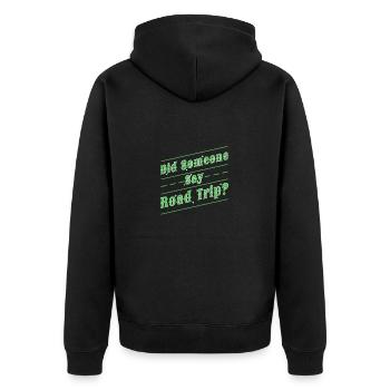 Road Trip - Unisex Premium Organic Zip Hoodie - black - Back - Nico (187cm)