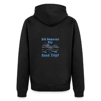 Road Trip - Unisex Premium Organic Zip Hoodie - black - Back - Nico (187cm)