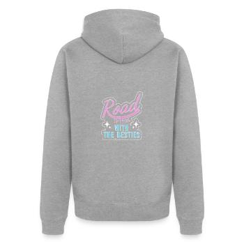 Road Trip - Unisex Premium Bio Zip Hoodie - Grau meliert - Hinten - Nico (187cm)