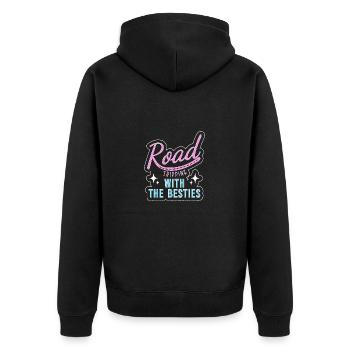 Road Trip - Unisex Premium Organic Zip Hoodie - black - Back - Nico (187cm)