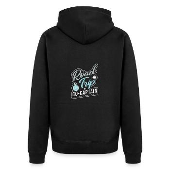 Road Trip - Unisex Premium Organic Zip Hoodie - black - Back - Nico (187cm)