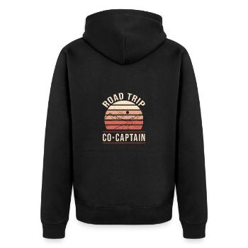 Road Trip - Unisex Premium Organic Zip Hoodie - black - Back - Nico (187cm)