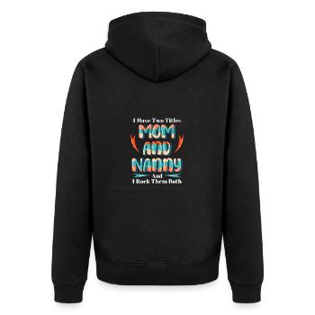Nanny Babysitterin Tagesmutter - Unisex Premium Bio Zip Hoodie - Schwarz - Hinten - Nico (187cm)