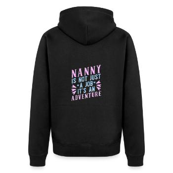 Nanny Babysitterin Tagesmutter - Unisex Premium Bio Zip Hoodie - Schwarz - Hinten - Nico (187cm)