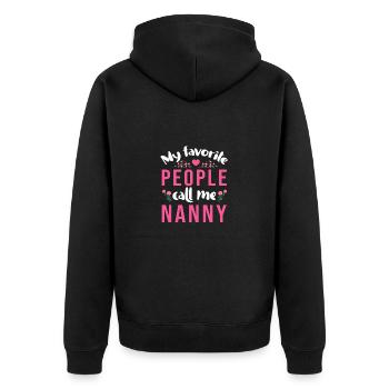Nanny Babysitterin Tagesmutter - Unisex Premium Bio Zip Hoodie - Schwarz - Hinten - Nico (187cm)