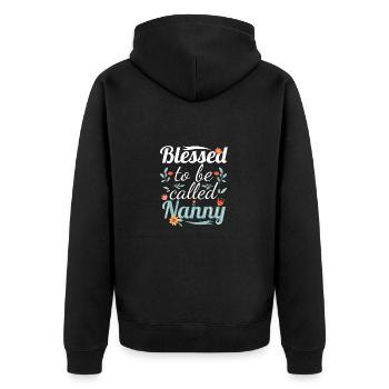 Nanny Babysitterin Tagesmutter - Unisex Premium Bio Zip Hoodie - Schwarz - Hinten - Nico (187cm)