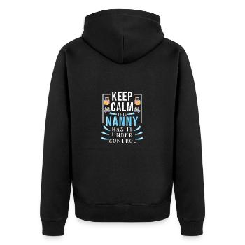 Nanny Babysitterin Tagesmutter - Unisex Premium Bio Zip Hoodie - Schwarz - Hinten - Nico (187cm)