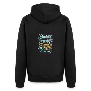 Master's degree University - Unisex Premium Organic Zip Hoodie - black - Back - Nico (187cm)