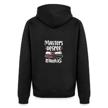 Master's degree University - Unisex Premium Organic Zip Hoodie - black - Back - Nico (187cm)