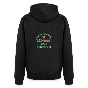 100 Days Of School - Unisex Premium Bio Zip Hoodie - Schwarz - Hinten - Nico (187cm)