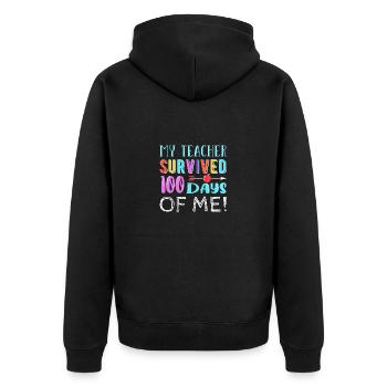 100 Days Of School - Unisex Premium Bio Zip Hoodie - Schwarz - Hinten - Nico (187cm)