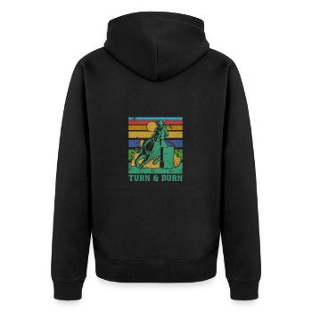 Barrel Racing - Unisex Premium Bio Zip Hoodie - Schwarz - Hinten - Nico (187cm)