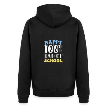 100 jours d’école - Veste à capuche bio Premium Unisexe - noir - Dos - Nico (187cm)