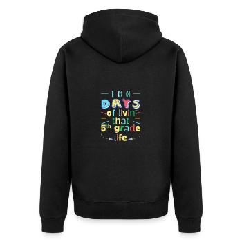 100 jours d’école - Veste à capuche bio Premium Unisexe - noir - Dos - Nico (187cm)