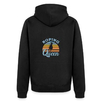 Team Roping - Unisex Premium Bio Zip Hoodie - Schwarz - Hinten - Nico (187cm)
