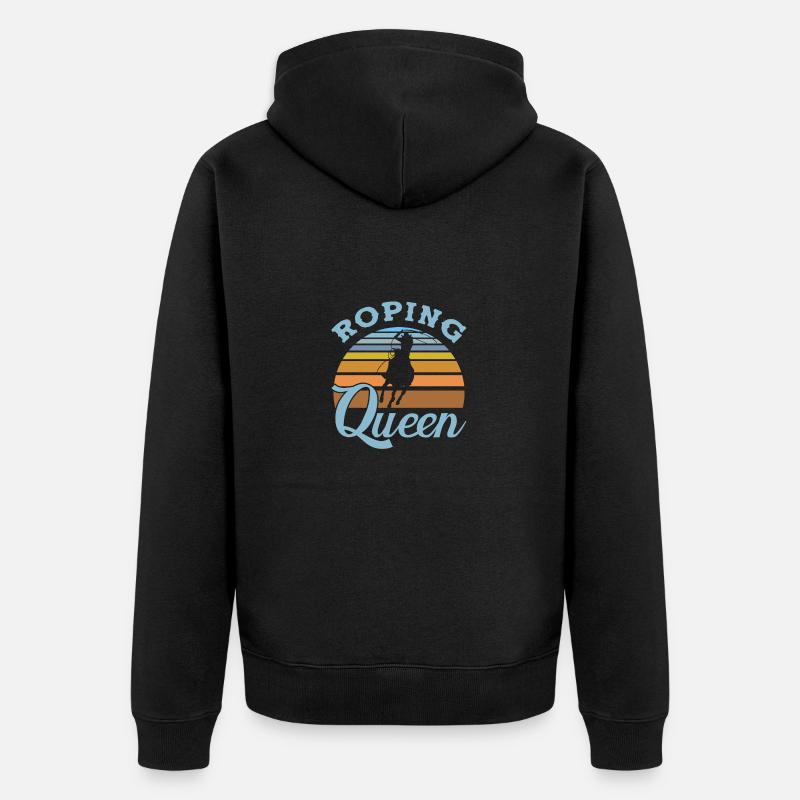 Team Roping - Unisex Premium Bio Zip Hoodie - Schwarz