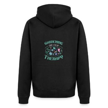 Gärtner - Unisex Premium Bio Zip Hoodie - Schwarz - Hinten - Nico (187cm)