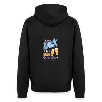 Team Roping - Unisex Premium Bio Zip Hoodie - Schwarz - Hinten - Nico (187cm)