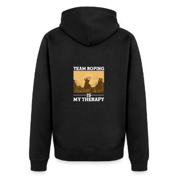 Team Roping - Unisex Premium Bio Zip Hoodie - Schwarz - Hinten - Nico (187cm)