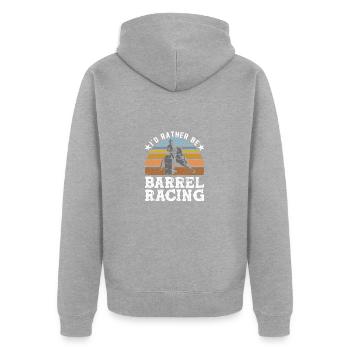 Barrel Racing - Unisex Premium Organic Zip Hoodie - heather grey - Back - Nico (187cm)