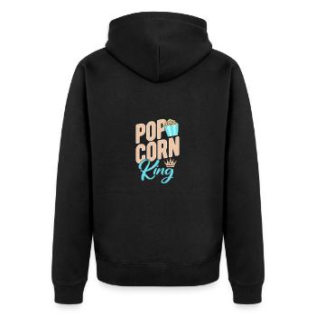 Popcorn - Unisex Premium Bio Zip Hoodie - Schwarz - Hinten - Nico (187cm)