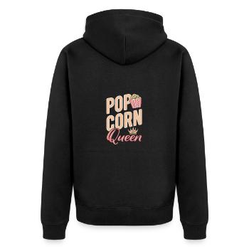 Popcorn - Unisex Premium Bio Zip Hoodie - Schwarz - Hinten - Nico (187cm)