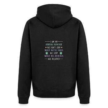 Dog adopts animal welfare - Unisex Premium Organic Zip Hoodie - black - Back - Nico (187cm)